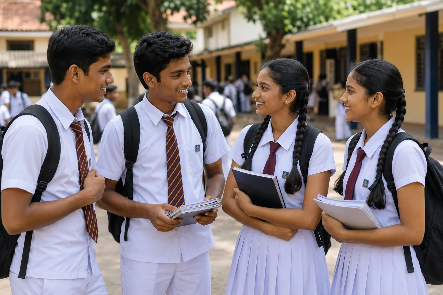 Students talking together at school