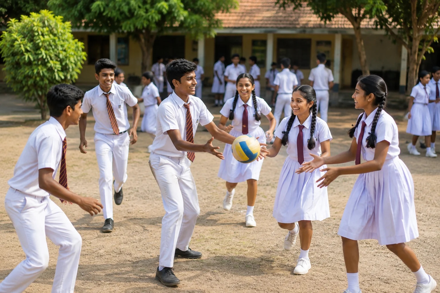 Students playing together at school